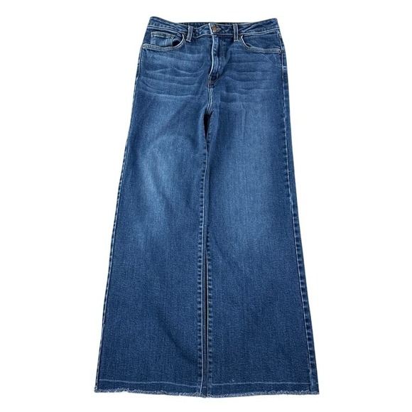 LTJ Denim Denim - LTJ Denim Jeans Womens Size 31 Blue Paola Wide Leg High Rise Frayed Hem